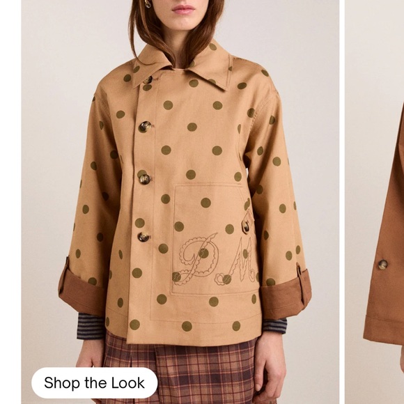Damson Madder Jackets & Blazers - Damson Madder Jerry Crop Trench Coat Camel Polka Dot/ Reversible